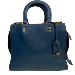 Coach 1941 Rogue 30 Dark Denim Navy Blue Leather Top Handle Bag